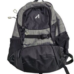 Backpack School Black Gray Padded Pockets Water Bottle Wide Bottom